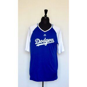 NEW! Majestic Los Angeles Dodgers Shirt Embroidered MLB Blue Men's SZ Large